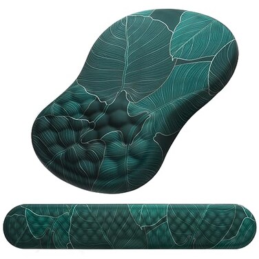 Laokiiy Mouse Pad Wrist Support 2 in1 Keyboard Wrist Rest Ergonomic Mouse Pad NonSlip Wrist Rest for Computer Keyboard Made Easy Typing Relieve Wrist PainBanana Leaf Green