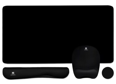 WB WEIRDBEAST Keyboard Wrist Rest Large Mouse Pad Wrist Support for Computer 4 in 1 Memory Foam Keyboard Pad Desk Mat Ergonomic Hand Rest Wrist Cushion for Home Office GamingBlack