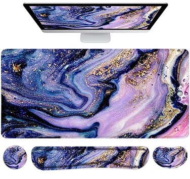 LATEEFAH Desk Mat Mouse Pad with Wrist Rest 4in1 Large Mouse Pads for Desk Ergonomic Mouse Pad and Keyboard Wrist Rest Gaming Keyboard Mat for Office Home