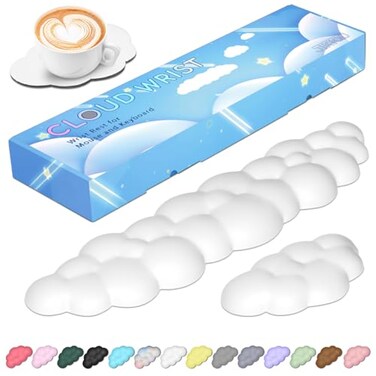 JIKIOU Upgrade Leather Cloud Keyboard Wrist Rest Cloud Wrist Rest with NonSlip PU Base Comfortable Memory Foam Wrist Rest for Computer Laptop Mac Gaming Office and Pain Relief Wish New Year Gift