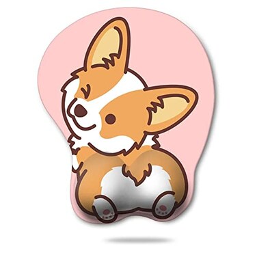 HAOCOO Ergonomic Pink Mouse Pad with Wrist SupportNonSlip Backing Corgi Anime Cute Gel Mouse Pad Wrist Rest EasyTyping and Pain Relief for Gaming Office Computer LaptopPink Cute Corgi