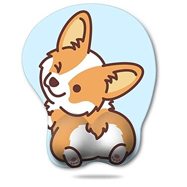 HAOCOO Ergonomic Mouse Pad with Wrist SupportNonSlip Backing Corgi Anime Cute Gel Mouse Pad Wrist Rest EasyTyping and Pain Relief for Gaming Office Computer LaptopBlue Cute Corgi