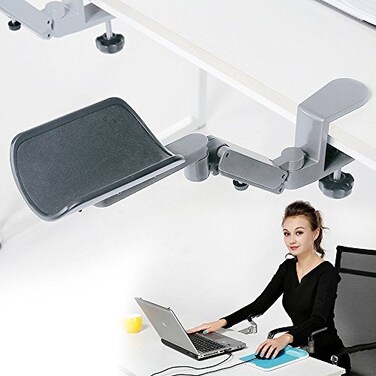 FUZADEL Ergonomic Arm Support for Desk Office Rotating Mouse Arm Rest Mouse Pad ClampOn Mouse Shelf Desk Hand Rest for Computer Table Arm Support Mouse Pad Tray
