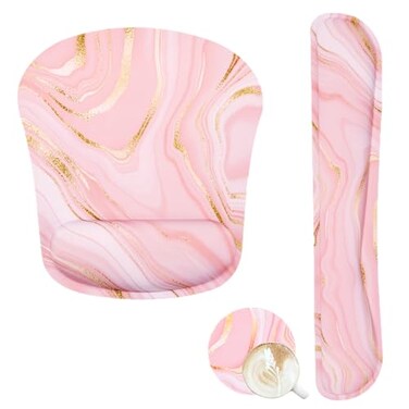 Yunoble Memory Foam Ergonomic Keyboard Wrist Rest Pad and Mouse Wrist Rest Support Mouse Pad Set for Office Gaming Easy TypingPink Fluid