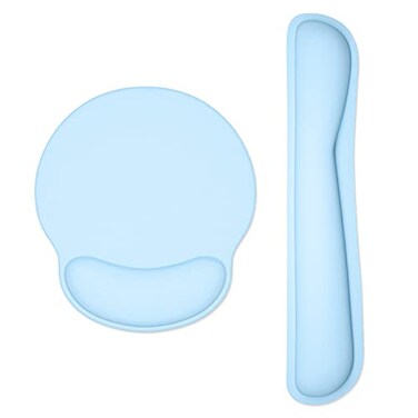 Dapesuom Keyboard Wrist Rest and Mouse Pad with Wrist Support Memory Foam Cushion for Keyboard and Mouse Set Ergonomic Desktop Pad Rests with Non Slip Base for Easy Typing Pain Relief Sky Blue