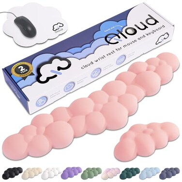 Create-ables Pink Cloud Keyboard Wrist Rest Createables Qloud Pink Wrist Rest for Computer Keyboard and Mouse Ergonomic Memory Foam Wrist Pad with NonSlip Base Includes Cloud Mouse Pad