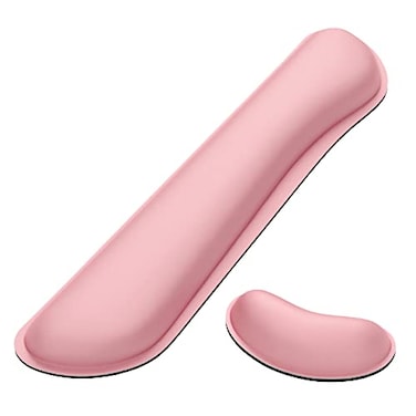 Dapesuom Enlarge Keyboard Wrist Rest Memory Foam Wrist Cushion for Desk Mats Support Cute Typing Pain Relief Keyboard Mouse Pad Rests Set with NonSlip Base for Gaming Laptop Office Rose Pink
