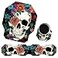 BPQOJB Keyboard Wrist Rest Mouse pad Wrist Support Set Ergonomic Gaming Mouse Pad Coaster Keyboard Wrist Support with Memory Foam for Easy Typing Pain Relief Cute Skull Flowers