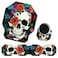 BPQOJB Keyboard Wrist Rest Mouse pad Wrist Support Set Ergonomic Gaming Mouse Pad Coaster Keyboard Wrist Support with Memory Foam for Easy Typing Pain Relief Cute Skull Flowers