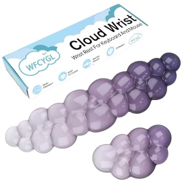WFCYGL Gel Cloud Wrist Rest for Keyboard and Mouse Gradient Purple Clear Keyboard Wrist Rest Transparent Ergonomic Cute Mouse Wrist Pad Silicone NonSlip Wrist Pad for Computer Gaming Laptop Home Offic