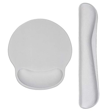 AORTDES Ergonomic Keyboard Mouse Pad Wrist Rest Support Set for LaptopComputerDesktopMemory Foam Hand Rest Wrist Cushion for GamingOfficeLightweight Comfortable Pain Relief Greyish White