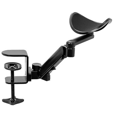 VIVO Universal Clampon Adjustable Armrest Desk Cradle Rotating Elbow Cushion Above Table Extension Platform Arm Support Black MOUNTARM01