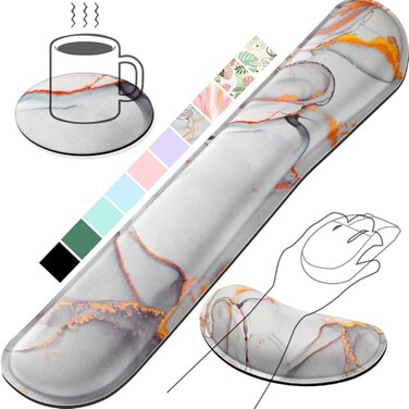 Gimars Upgrade Enlarge Gel Memory Foam Set Keyboard Wrist Rest Pad Mouse Wrist Cushion Support for OfficeCould Golden Computer Laptop MacCloud Golden