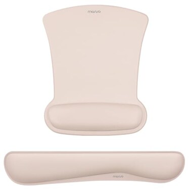 MOSISO Wrist Rest Support for Mouse Pad Keyboard Set Ergonomic Mousepad NonSlip Base HomeOffice Pain Relief Easy Typing Cushion with Neoprene Cloth Raised Memory Foam Apricot