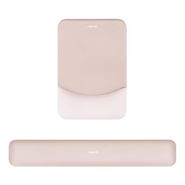 MOSISO Wrist Rest Support for Mouse PadKeyboard Set Rectangular Ergonomic Mousepad NonSlip Base HomeOffice Pain ReliefEasy Typing Pad with Neoprene ClothRaised Silicone Lining Apricot