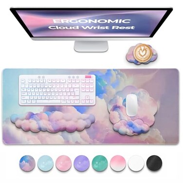 TheTrulyCharter Premium Quality Cloud Wrist Rest Keyboard Mouse Pad Wrist Rest Pad Wrist Rest for Computer Keyboard Cloud Drink Coaster and Mouse Pad