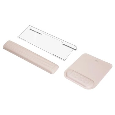 MOSISO Computer Keyboard StandWrist Rest Support for Keyboard Mouse Pad Set Ergonomic Massage Wrist Rest Set Easy Typing Working Acrylic Clear Stand for Office Home Apricot