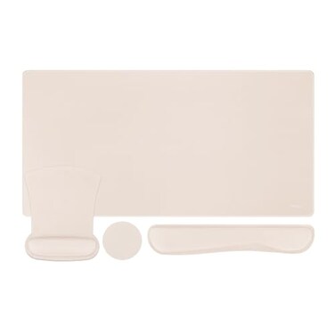 MOSISO Keyboard Mouse Pad Set Large Gaming MousepadKeyboard Wrist RestMouse Wrist RestCoaster Ergonomic NonSlip MousepadEasy Typing Cushion with Memory Foam for Home Office Apricot