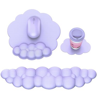 MOKURU Cloud Mouse Pad with Wrist Rest Cloud Keyboard Wrist Rest Mouse Pad Wrist Support Ergonomic Keyboard Mouse Wrist Support Purple