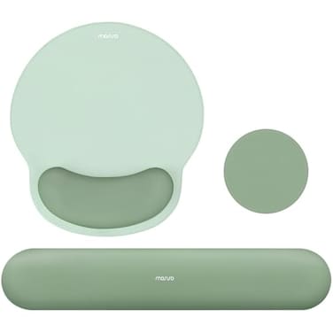 MOSISO Wrist Rest Support for Mouse PadKeyboard Set Circle Curved Ergonomic MousepadCoaster NonSlip Base HomeOffice Pain ReliefEasy Typing Pad with Soft ClothSilicone Lining Antique Green