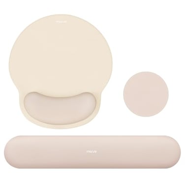 MOSISO Wrist Rest Support for Mouse PadKeyboard Set Circle Curved Ergonomic MousepadCoaster NonSlip Base HomeOffice Pain ReliefEasy Typing Pad with Soft ClothSilicone Lining Apricot