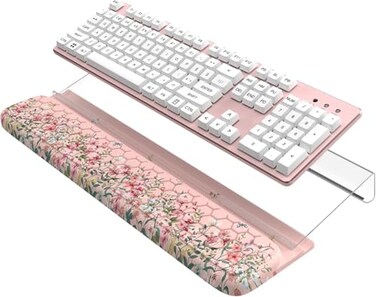 HAOCOO Ergonomic Keyboard Rest Wrist PadComfortable Keyboard Wrist Rest Holder 3Level Height Adjustment Acrylic Keyboard Stand Easy Typing Desk Accessories Aesthetic Keyboard Riser for Desk