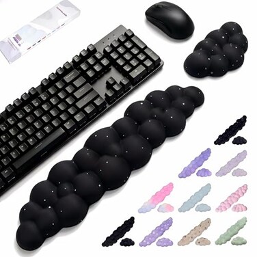 LJYZMD Silky Cloud Wrist Rest for Keyboard Mouse Memory Foam Ergonomic Support AntiSlip Base 169 Arm Rest Fits FullSized Keyboards Typing Pain Relief for Office Gaming Personalized Desktops