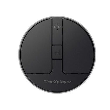 TIMEXPLAYER Stylish Mini Round Mouse with Pressure Sensing Reel Ultra Portable Wireless Mouse Connectivity Wired 24G and Dual Bluetooth Rubber Case Included BT1BT2Black