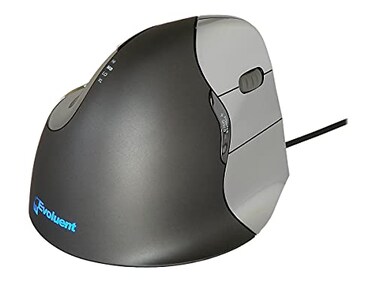 Evoluent Worlds Original Vertical Mouse Wired Ergonomic Mouse for Right Hand Medium to Large Helps with Carpal Tunnel and Wrist Strain Customizable 6 Buttons 4 Speed Settings Comfortable Grip