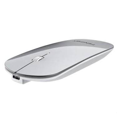 FENIFOX Wireless Bluetooth Mouse UltraThin Flat and Slim Silent USBC Rechargeable Travel Mini Portable Mouse for Mac iPad Laptop MacBook Tablet Chromebook White and Silver