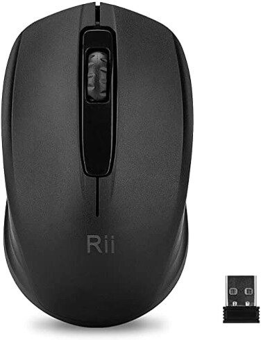 Rii Wireless Mouse 24G Portable Computer Mice for PC Laptop WindowsOffice Included Wireless USB dongle Black