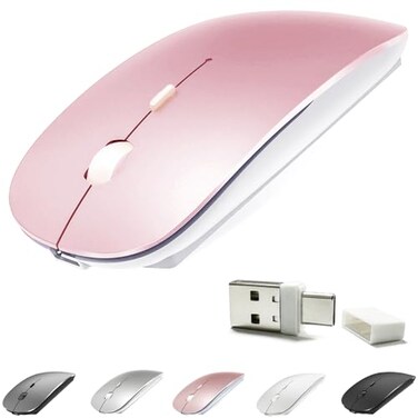KLO Rechargeable Bluetooth 5230TypeCUSB24G Mouse for MacBookMacBook airProiPad Wireless Mouse for LaptopNotebookpciPadChromebook Rose Gold