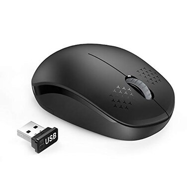seenda Wireless Mouse for Laptop 24G Noiseless Mouse with USB Receiver Optical Tracking Portable Computer Mice for Chromebook PC Tablet Windows System 24 Months Battery Life Black