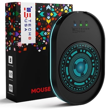 TECH8 USA Undetectable Mouse Mover Jiggler with Ambient Glow Ring and Hologram Disc for Laptops PC No Software Random Movement Designed Patented and Trademarked in USA 3D Hologram Alien