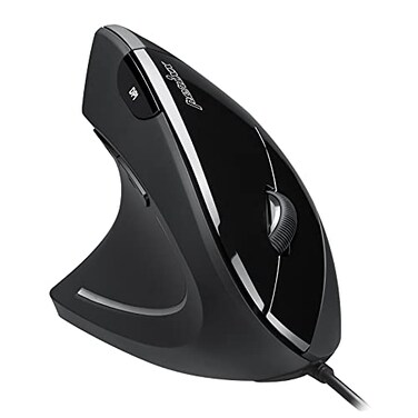 Perixx Perimice513L Wired Vertical Ergonomic Mouse with 2 DPI 6 Button Optical Ergo Mouse with 2 Level DPI Switch 1000 1600 Left Handed Black