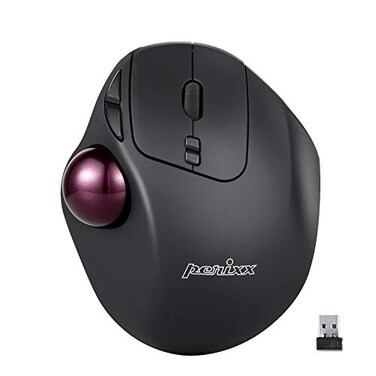 Perixx11568 Perimice717 Wireless Trackball Mouse Buildin 134 Inch Trackball with Pointing Feature 5 Programmable Buttons 2 DPI Level Black