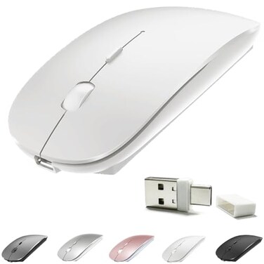KLO Rechargeable Bluetooth 5230TypeCUSB24G Mouse for MacBookMacBook airProiPad Wireless Mouse for LaptopNotebookpciPadChromebook White