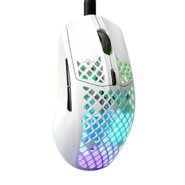 SteelSeries Aerox 3 Holey RGB Gaming Mouse Ultralightweight Water Resistant Design 8500 DPI TrueMove Core Optical Sensor Snow