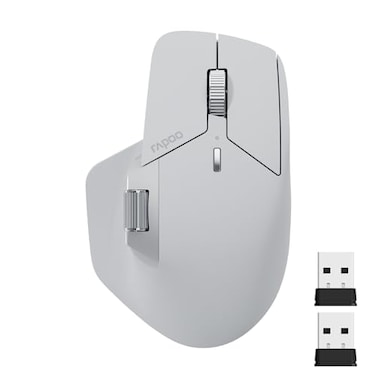 Rapoo MT760 MultiDevice Wireless Mouse Bluetooth 50 and 24G MultiMode Connection Up to 4 Devices 11 Programmable Buttons 4K DPI 90 Days Battery Life PC Light Grey