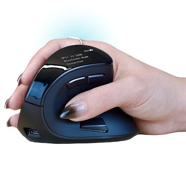 Ergodriven Om Vertical Ergonomic Mouse Wireless Bluetooth 24G Rechargeable Optical 4 DPI Levels 5 Custom Buttons for PC Mac Laptop Computer Silent Click CopyPaste Function