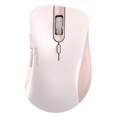 RAPIQUE Bluetooth Wireless Mouse Dual Bluetooth 24 GHz USB Receiver Ergonomic Design Quiet Clicks Low Power MultiDevice Compatibility for MacBook Laptop Computer iPad AirPro Pink