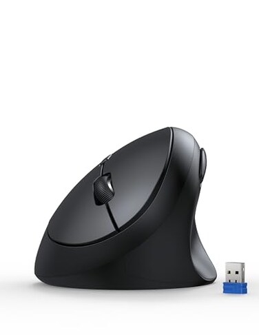 TECKNET Ergonomic Mouse 4800 DPI 5 Adjustable DPI Levels Wireless Vertical Mouse 6 Buttons 24G Silent Mouse for Laptop PC Chromebook Mac Black
