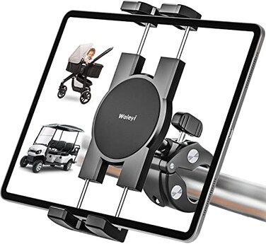woleyi Stroller Tablet Holder for Baby Tablet Mount Handlebar Clamp for Scooter Wheelchair Gym Bicycle Workout Equipment Tripod for iPad Pro Air Mini Galaxy Tabs Z Fold Fire iPhone 4713 Devices