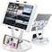 DeskLogics 360 Rotating Tablet Stand for POS Kiosk Desk Foldable iPad Holder with Phone Organizer Base Swivel Counter Mount for Retail Office Fits iPad Pro 129 Air Mini All 413 Devices