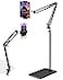 mmcrz Tablet Floor Stand with 11lb Stable Base Desk Clamp Adjustable Height Stretchable Arm Swivel Dual Holder Compatible with iPhone iPad Pro Air Mini Galaxy Tab Kindle Phones 4513