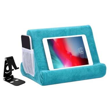 Sttargxing 2pcs MultiAngle Tablet Holder Cushion Stand with Net Pocket Black Color Phone Stands Upgraded Tablet Pad Support for PhonePadBooks Lakeblue