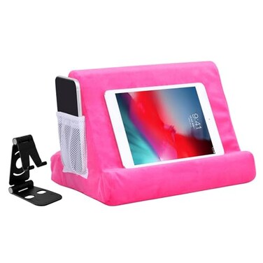 Sttargxing 2pcs MultiAngle Tablet Holder Cushion Stand with Net Pocket Black Color Phone Stands Upgraded Tablet Pad Support for PhonePadBooks Pink