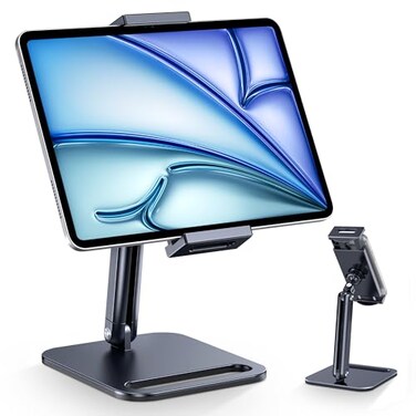 CreaDream Tablet Stand Heavy Aluminum Tablet Holder for Desk with Adjustable 360 Swivel Bracket Compatible with iPad ProAirMini Galaxy Tab Surface Pro Kindle Fire 4713 Black