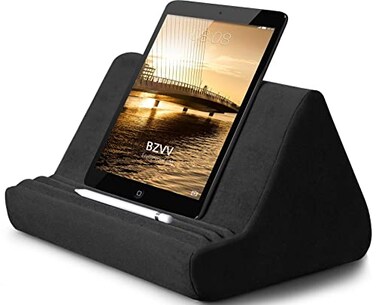 BZVV Tablet Pillow Stand with PocketAdjustable 3 Viewing AngleLazy Holder for Bed SofaCompatible with iPads Tablets eReaders Smartphones Books Magazines