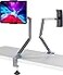 YICOSUN Tablet Arm Mount with Super Grip Adjustable Foldable Holder Heavy Duty Aluminum 360 Rotating Clamp for iPad Phone Monitor Kindle Universal for Desk Bed Kitchen Gray